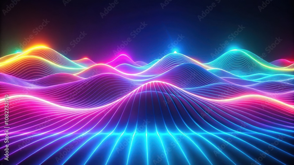 Vibrant Neon Wave Design for Dynamic Backgrounds and Futuristic Graphics Vibrant Neon Wave Design for Dynamic Backgrounds and Futuristic Graphics
