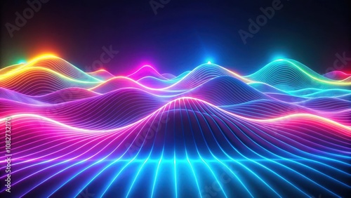 Vibrant Neon Wave Design for Dynamic Backgrounds and Futuristic Graphics