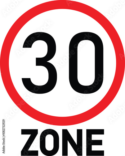 Traffic sign speed limit of 30 kilometers per hour. traffic signs . German traffic sign indicating a zone with reduced traffic and a speed limit of 30 kilometers per hour on whit. Vector