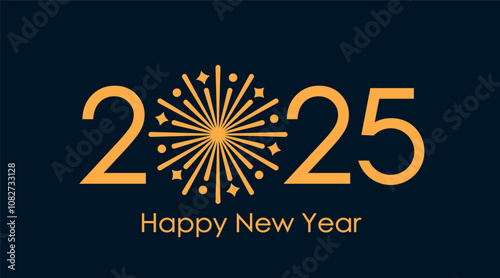 2025 Happy New Year design vector. gold fireworks and trendy new year 2025 design template.