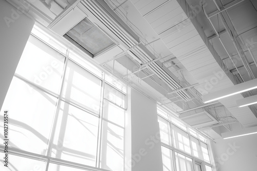 Air Conditioner Installed in a Stylish and Bright Office Interior