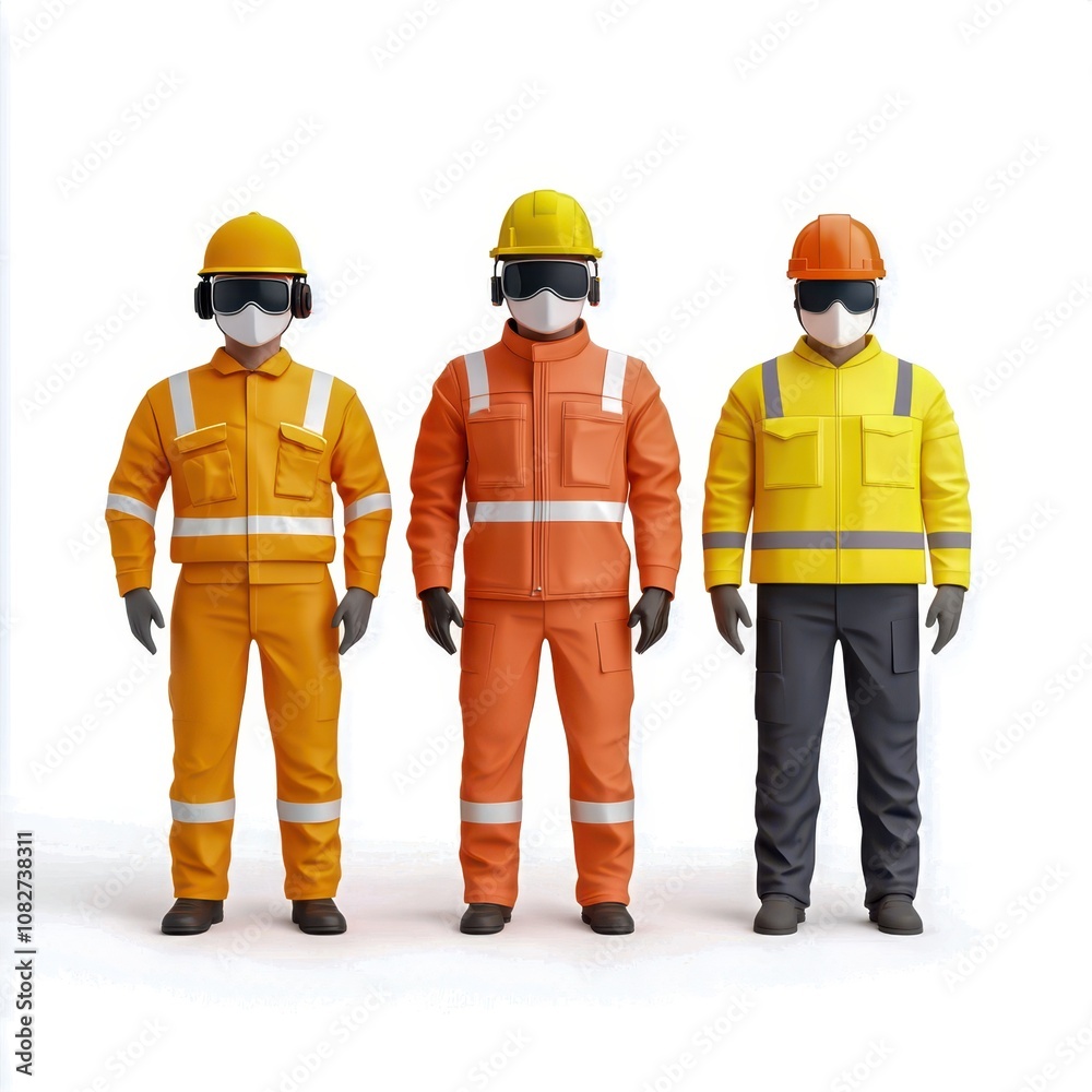 Safety technology: Workers wearing smart safety gear that monitors their health and alerts them to potential hazards on a construction site. Safety technology: Workers wearing smart safety gear that monitors their health and alerts them to potential hazards on a construction site.