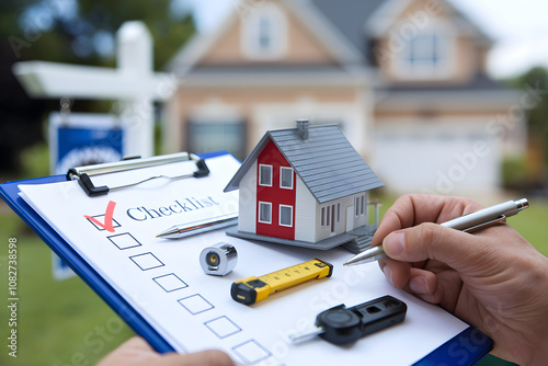 Checklist for Home Purchase with Miniature House Model