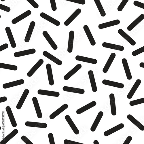 Confetti seamless pattern with messy sticks isolated on white background.