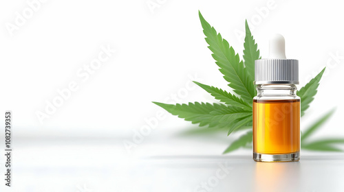 Medical cannabis oil. Marijuana leaf with oil extract