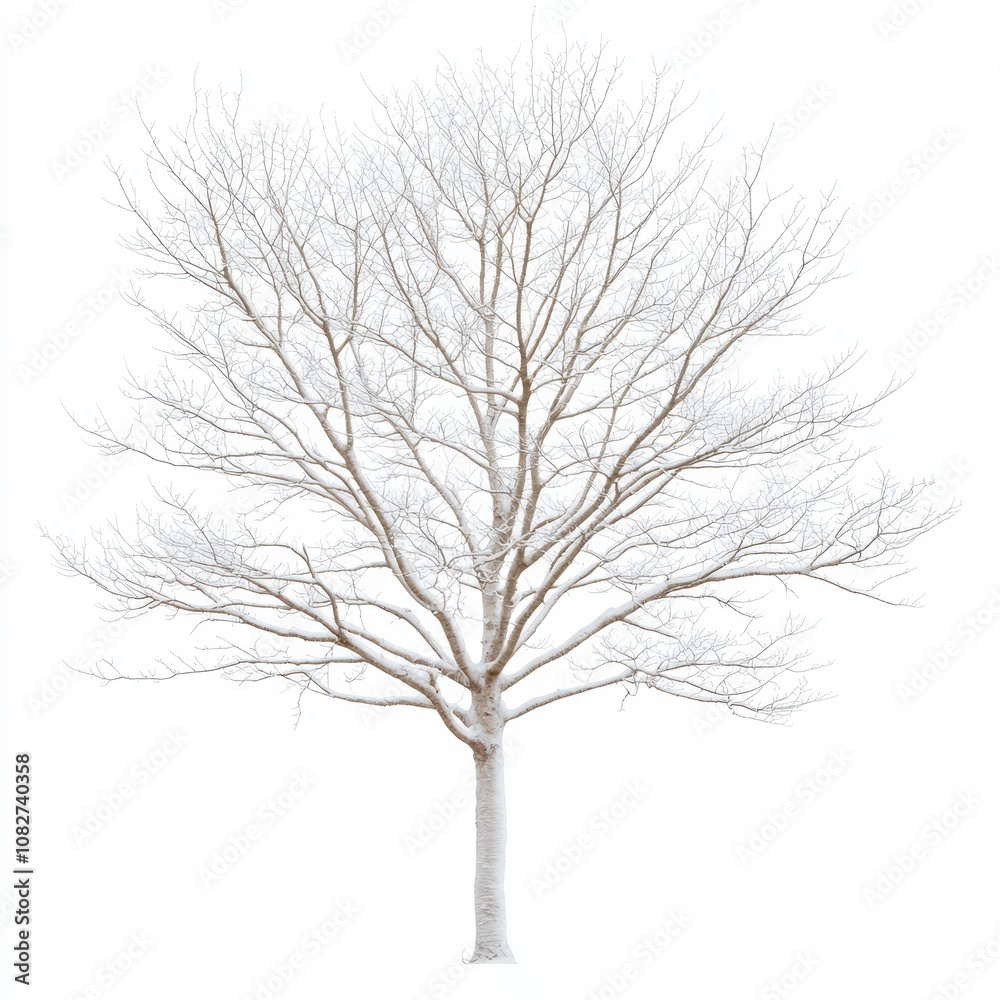 Isolated Bare Tree in Winter against a White Background Capturing the Stark Realism of Nature's Beauty Isolated Bare Tree in Winter against a White Background Capturing the Stark Realism of Nature's Beauty