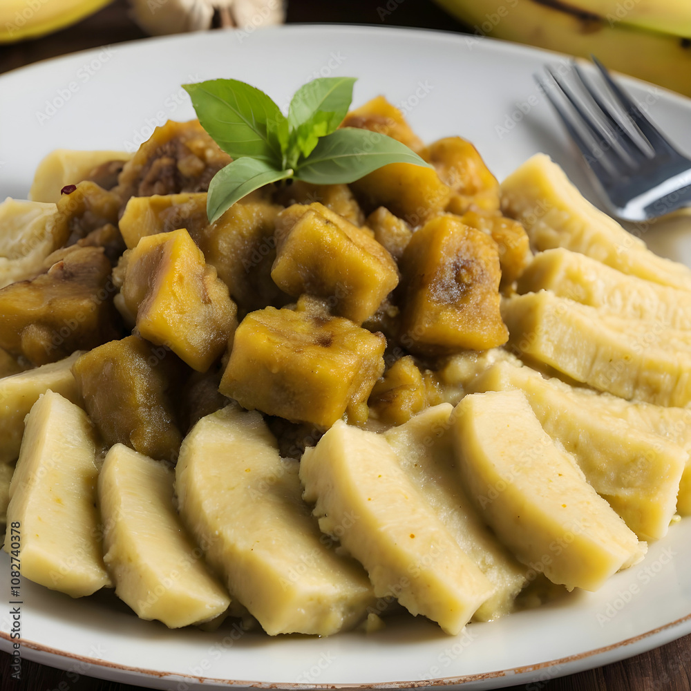 Delicious meal A dish with mashed banana Delicious meal A dish with mashed banana