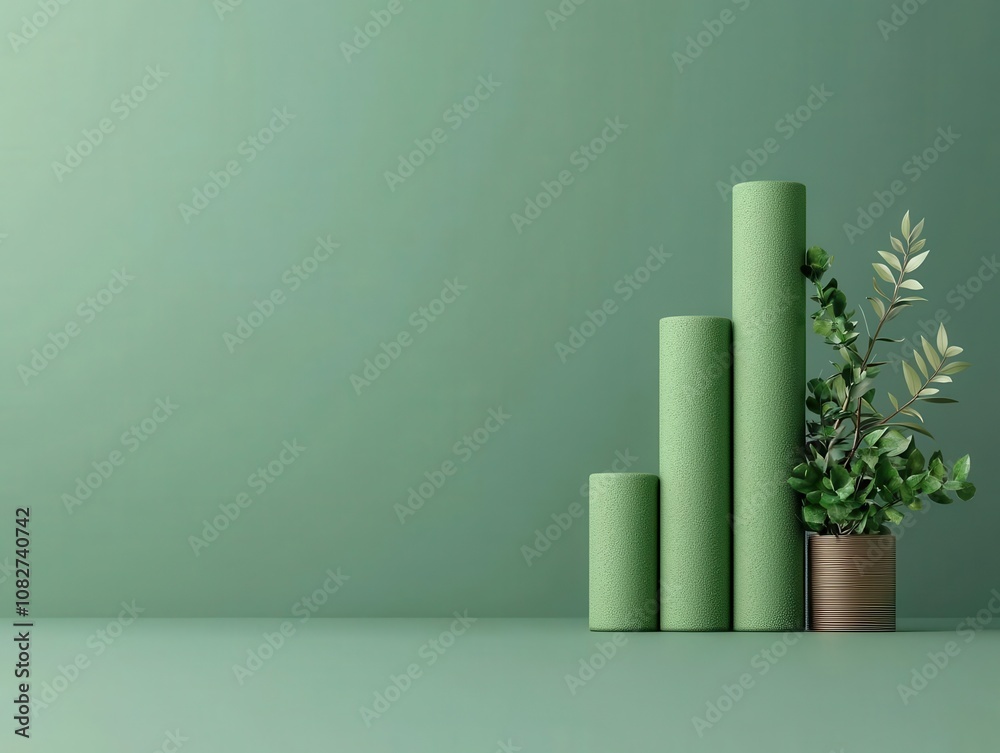 Stock index growth, green bars pushing upwards, economic progress, 3D illustration Stock index growth, green bars pushing upwards, economic progress, 3D illustration