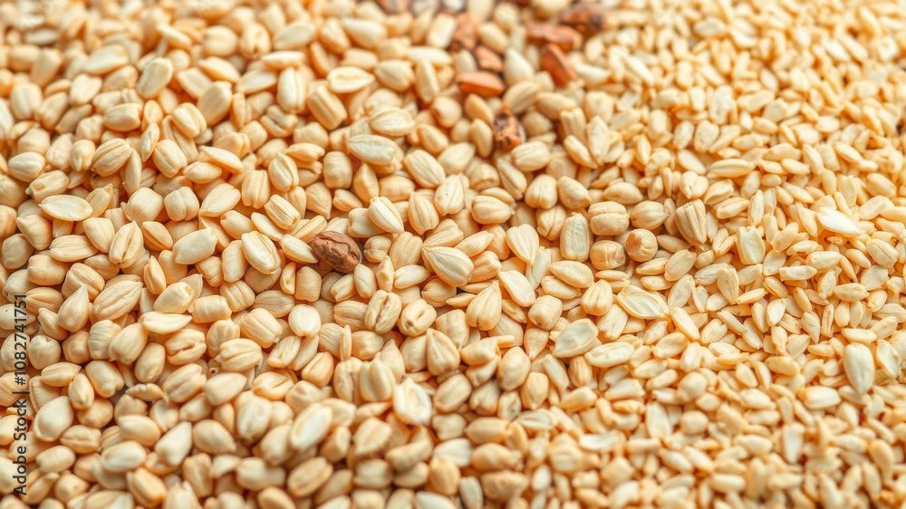 Close-up of various grains textures in light brown tones, natural, grains, raw Close-up of various grains textures in light brown tones, natural, grains, raw