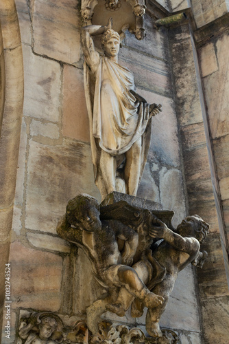 the world famous and unique milan cathedral called Duomo di Milano with the countless sculptures and countless little towers