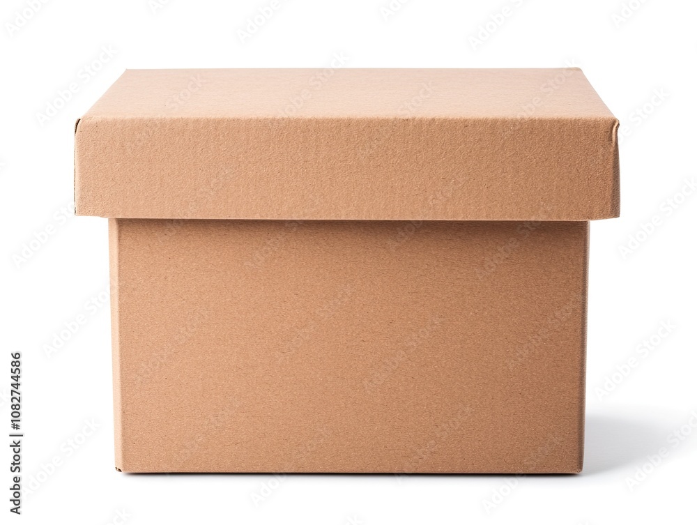 A plain brown cardboard box with a lid, ideal for storage or shipping, isolate on white background. A plain brown cardboard box with a lid, ideal for storage or shipping, isolate on white background.