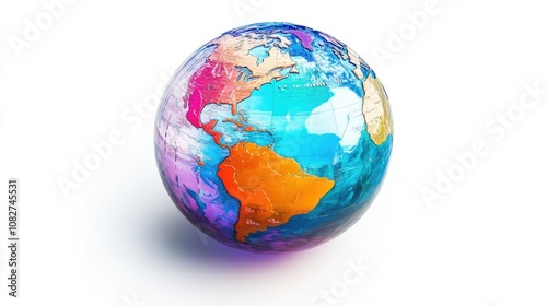 Transparent holographic globe highlighting shipping hubs flat design top view maritime theme water color Triadic Color Scheme