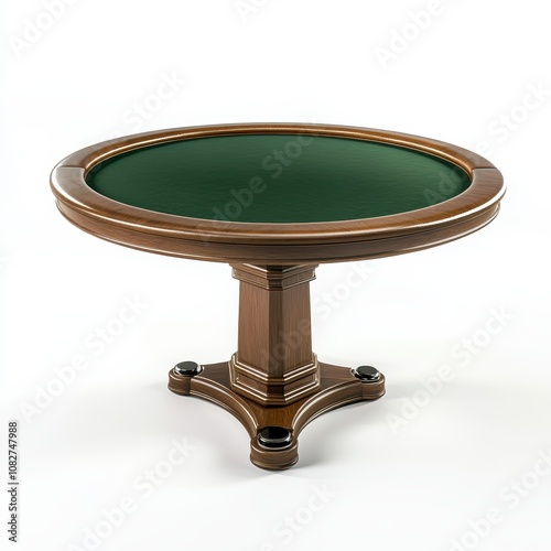 Elegant round poker table with a green felt surface on a wooden base.