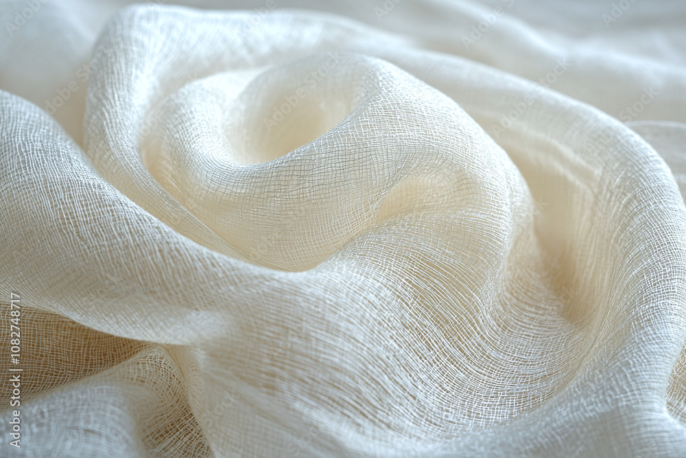 White silk fabric folds with subtle sheen. White silk fabric folds with subtle sheen.