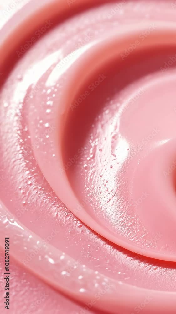 A close-up shot of pink frosting swirls, highlighting its texture and shine A close-up shot of pink frosting swirls, highlighting its texture and shine