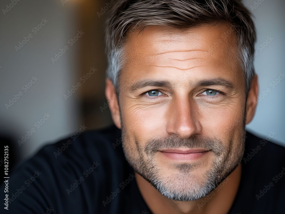 A close up of a man with a beard and blue eyes A close up of a man with a beard and blue eyes