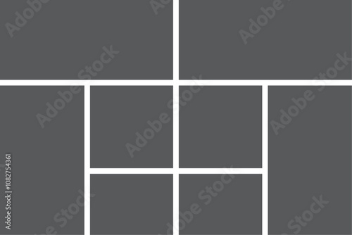 8 empty photo collage template. vector illustration