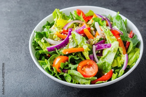 Fresh vegan salad with colorful vegetables promoting healthy eating habits