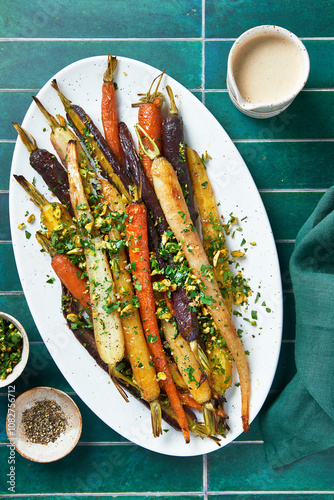 Rainbow roasted carrots