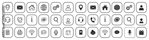 Contact thin line icons set. Basic contact icon collection. Vector illustration