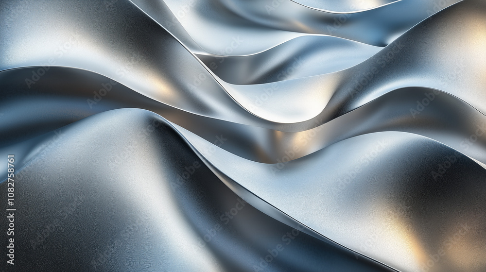 Illustration Abstraite de Vagues en Métal Poli Illustration Abstraite de Vagues en Métal Poli