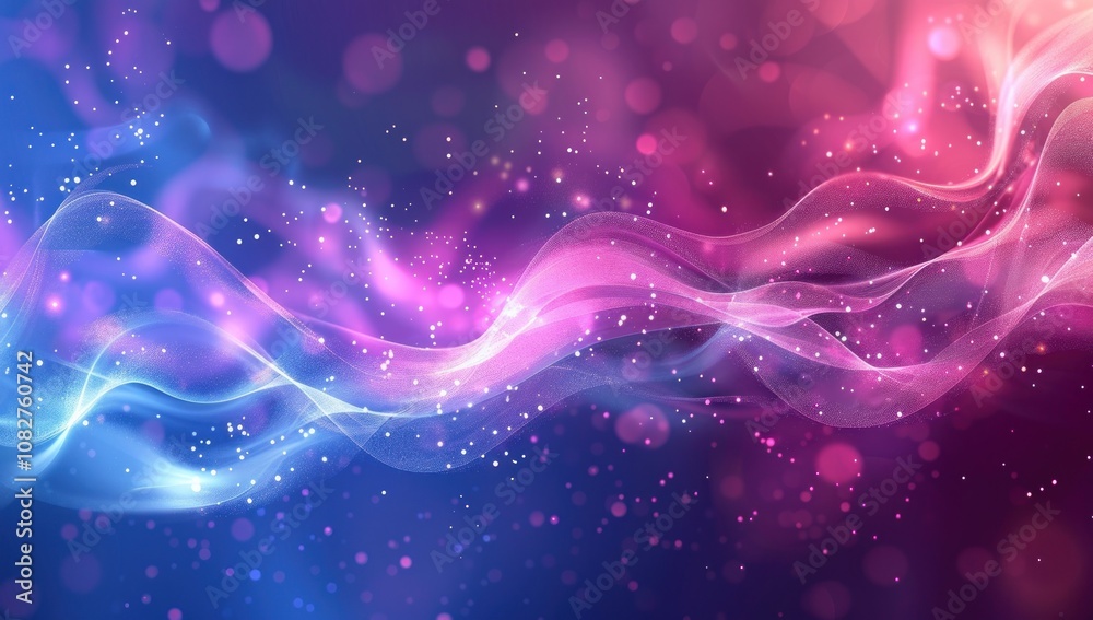Fototapeta premium Abstract Background with Wavy Lines and Glittering Dust