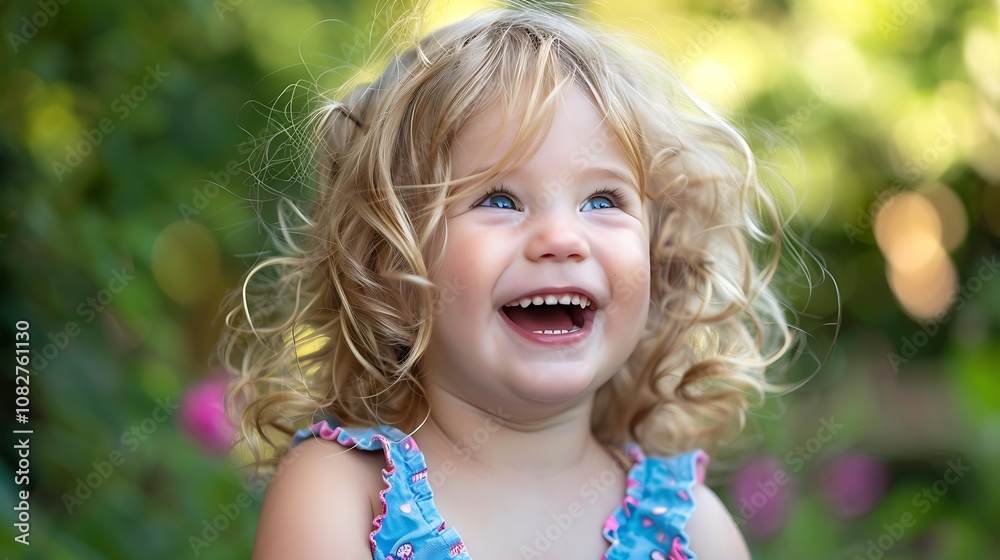 A Joyful Child Playing Outdoors with a Bright Smile, Radiating Happiness and Cheerfulness in the Sunshine A Joyful Child Playing Outdoors with a Bright Smile, Radiating Happiness and Cheerfulness in the Sunshine