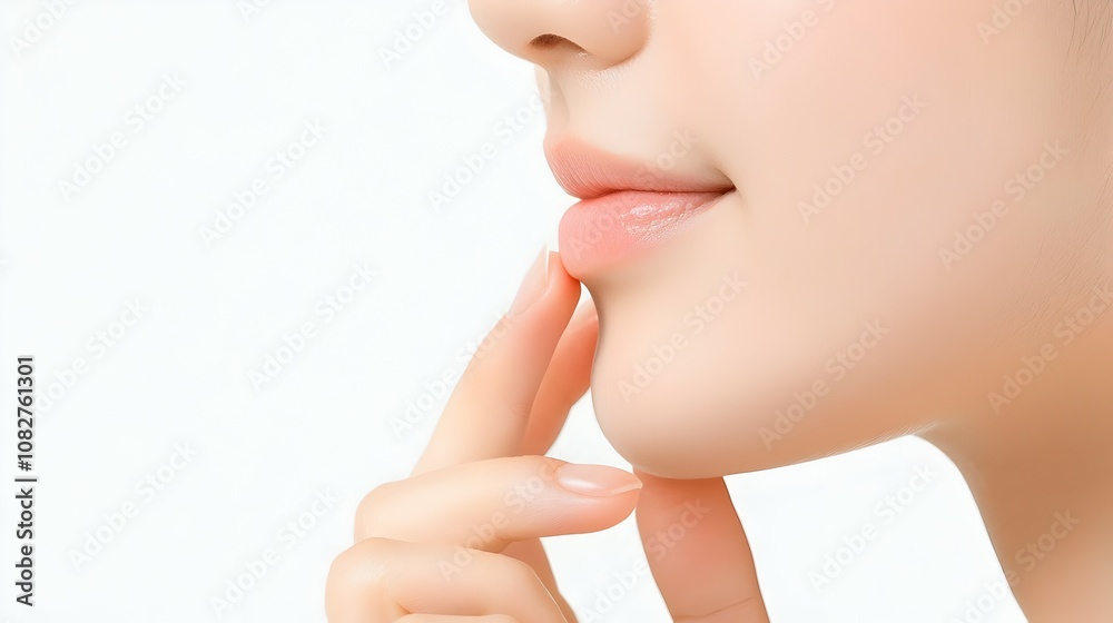 Radiant Asian Woman with Smooth Skin - Close-Up of Soft Touch and Relaxed Expression in Warm Lighting Perfect for and Beauty Concepts Radiant Asian Woman with Smooth Skin - Close-Up of Soft Touch and Relaxed Expression in Warm Lighting Perfect for and Beauty Concepts