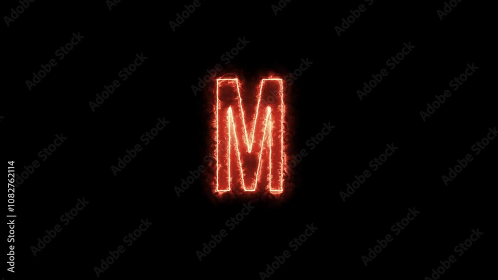 Alphabets M neon animation. Neon Glowing letter on black background 4k video. Alphabets M neon animation. Neon Glowing letter on black background 4k video.