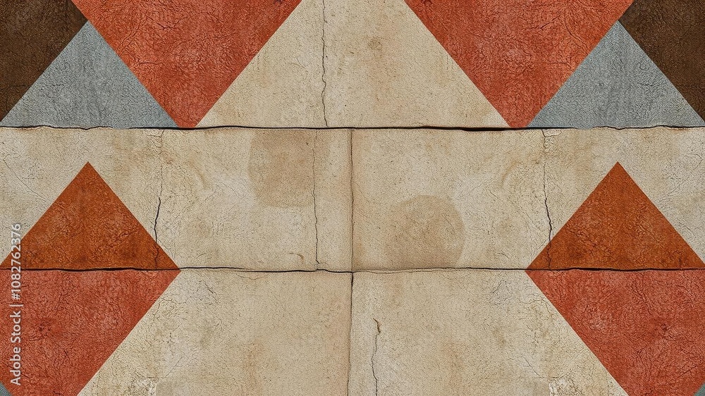 Horizontal abstract design on rough cement texture with muted colors and geometric shapes, pattern, muted colors, abstract