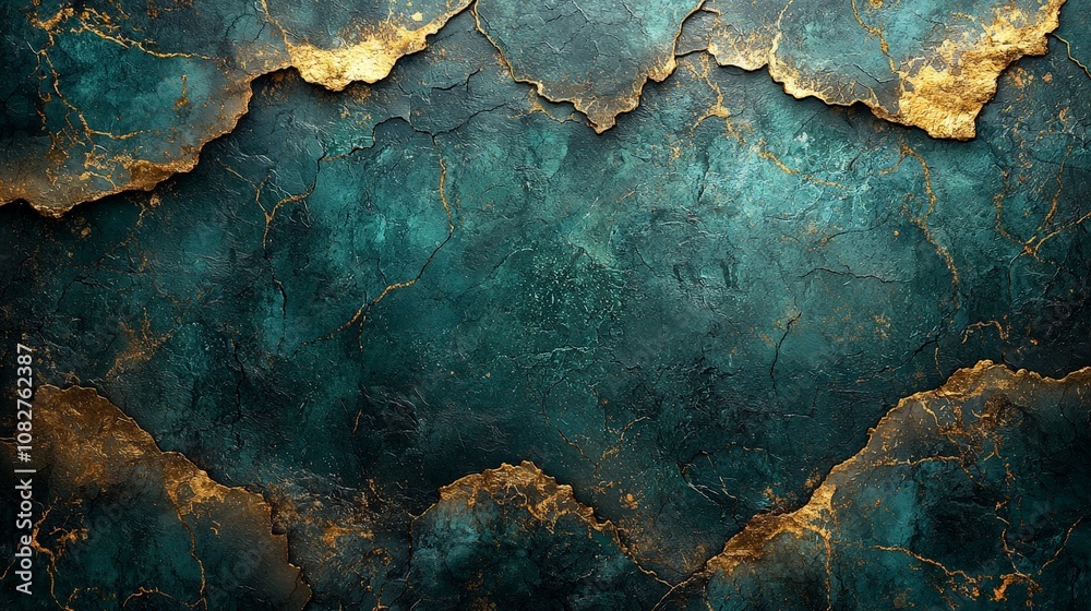 A textured surface featuring teal and gold, ideal for backgrounds or design elements. A textured surface featuring teal and gold, ideal for backgrounds or design elements.