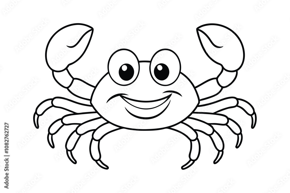 Crab Line Art Vector - Minimalist Marine Animal Outline, Black & White Coastal Design, Nautical Sketch Crab Line Art Vector - Minimalist Marine Animal Outline, Black & White Coastal Design, Nautical Sketch