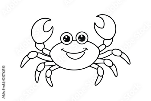 Crab Line Art Vector - Minimalist Marine Animal Outline, Black & White Coastal Design, Nautical Sketch photo