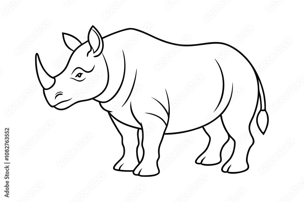 Rhino Silhouette Vector - Powerful Wildlife Design with Horn, Minimalist Black & White Safari Art Rhino Silhouette Vector - Powerful Wildlife Design with Horn, Minimalist Black & White Safari Art