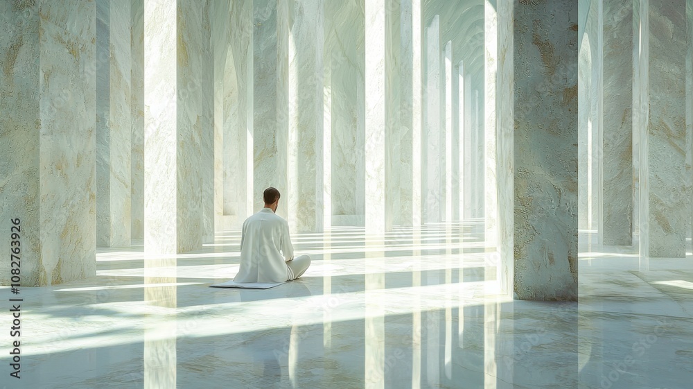 Man in Prayer in Grand Marble Hall Man in Prayer in Grand Marble Hall