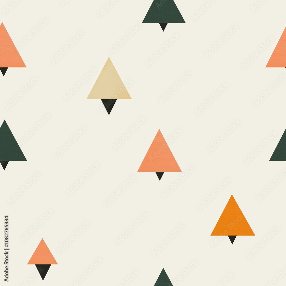 Seamless geometric pattern of colorful triangles resembling trees Seamless geometric pattern of colorful triangles resembling trees