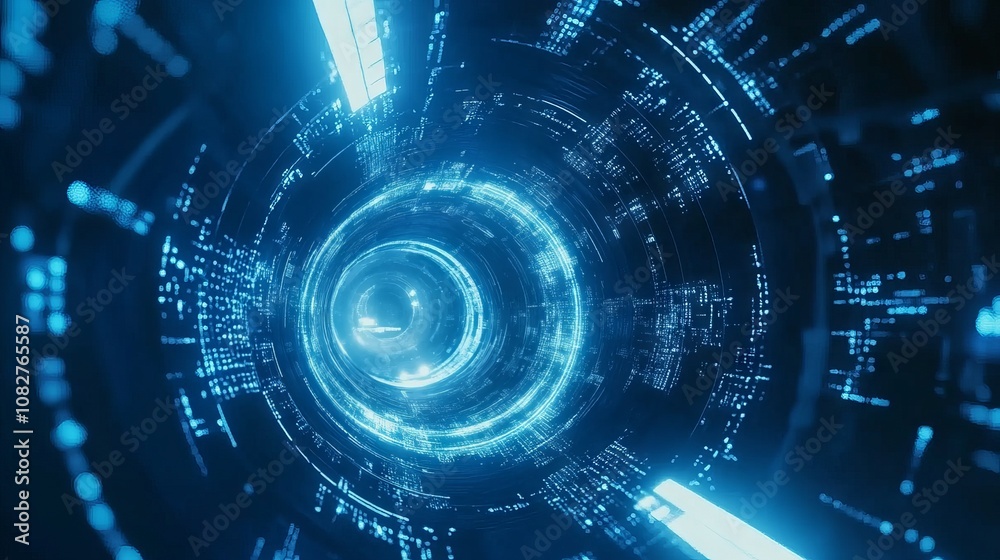 Fototapeta premium Abstract blue futuristic technology concept background with digital circuitry, high-tech patterns, and innovative design elements for modern digital projects and sci-fi themes