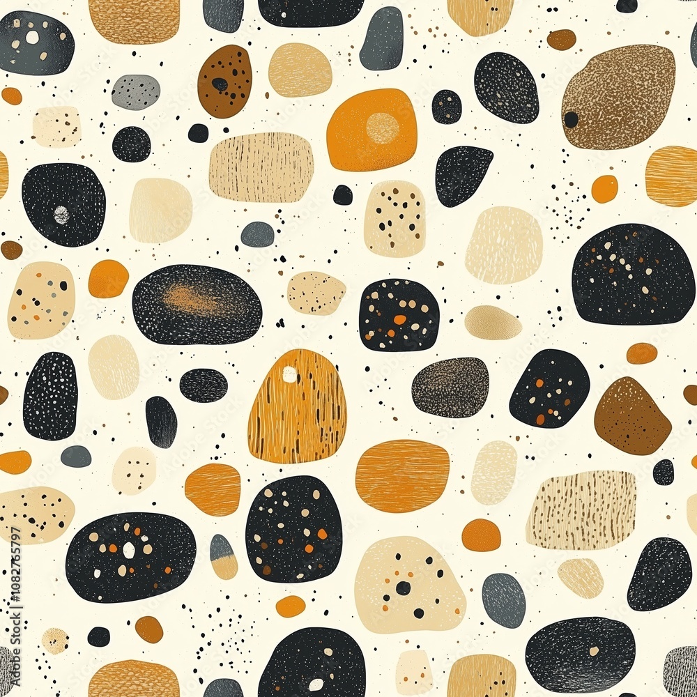 Colorful stones on cream background. Seamless pattern Colorful stones on cream background. Seamless pattern