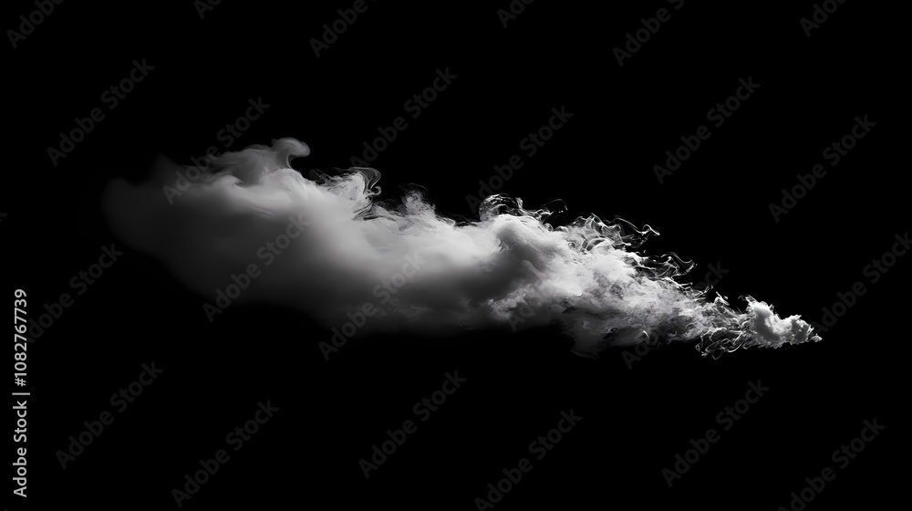 A single element, like a flowing liquid or a cloud of smoke, creating ephemeral shapes and forms as it moves slowly through space. Ephemeral. Illustration