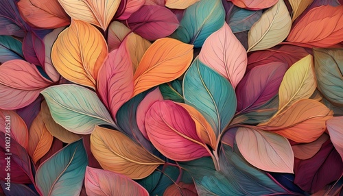 Wallpaper Mural 꽃잎이 겹겹이 쌓인 디테일한 패턴 디자인 Torontodigital.ca