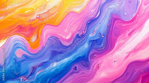 Radiant Abstract Colorful Paint Patterns Flowing with Vivid Dynamic Hues and Soft Blended Shades New Beautiful Stock Image Illustration AI