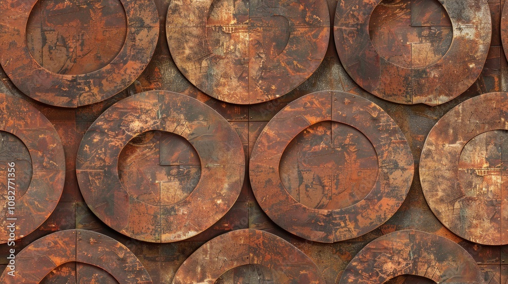 Rusty, textured surface with overlapping circular patterns Rusty, textured surface with overlapping circular patterns