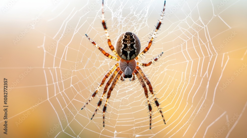Close-Up View of a Colorful Spider on Its Intricate Web Highlighting Nature’s Wonders and the Beauty of Small Creatures in a Soft Blurred Background Close-Up View of a Colorful Spider on Its Intricate Web Highlighting Nature’s Wonders and the Beauty of Small Creatures in a Soft Blurred Background