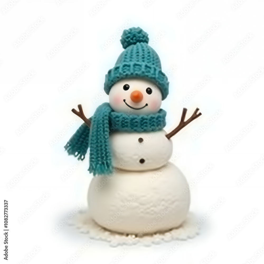 Christmas snowman winter abstract background, Snowman with blue hat and scarf isolated, Merry Christmas and happy new year Christmas snowman winter abstract background, Snowman with blue hat and scarf isolated, Merry Christmas and happy new year