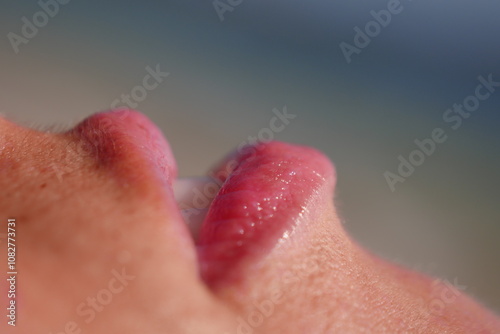 macro of a girl lips