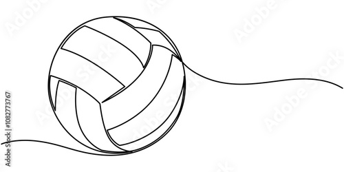 Continuous line drawing of ball. Volleybal one line art. Vector illustration, Healthy Life line icon concept. Volleyball line icon design, Volley Ball, Volleyball icon in thin line style.