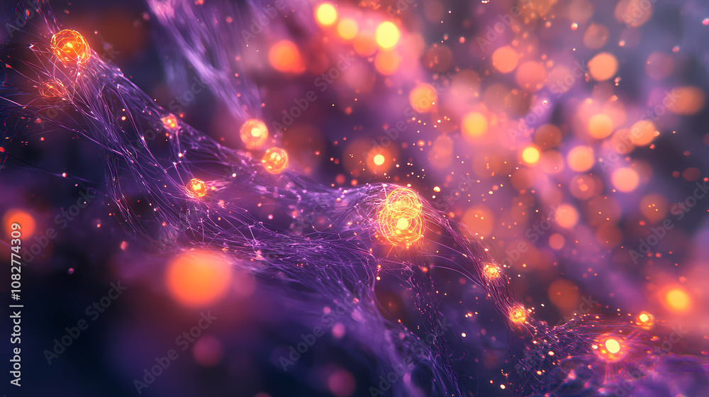 A close up of a network of glowing points, their ethereal glow symbolizing the ephemeral nature of digital connections. Ephemeral. Illustration A close up of a network of glowing points, their ethereal glow symbolizing the ephemeral nature of digital connections. Ephemeral. Illustration