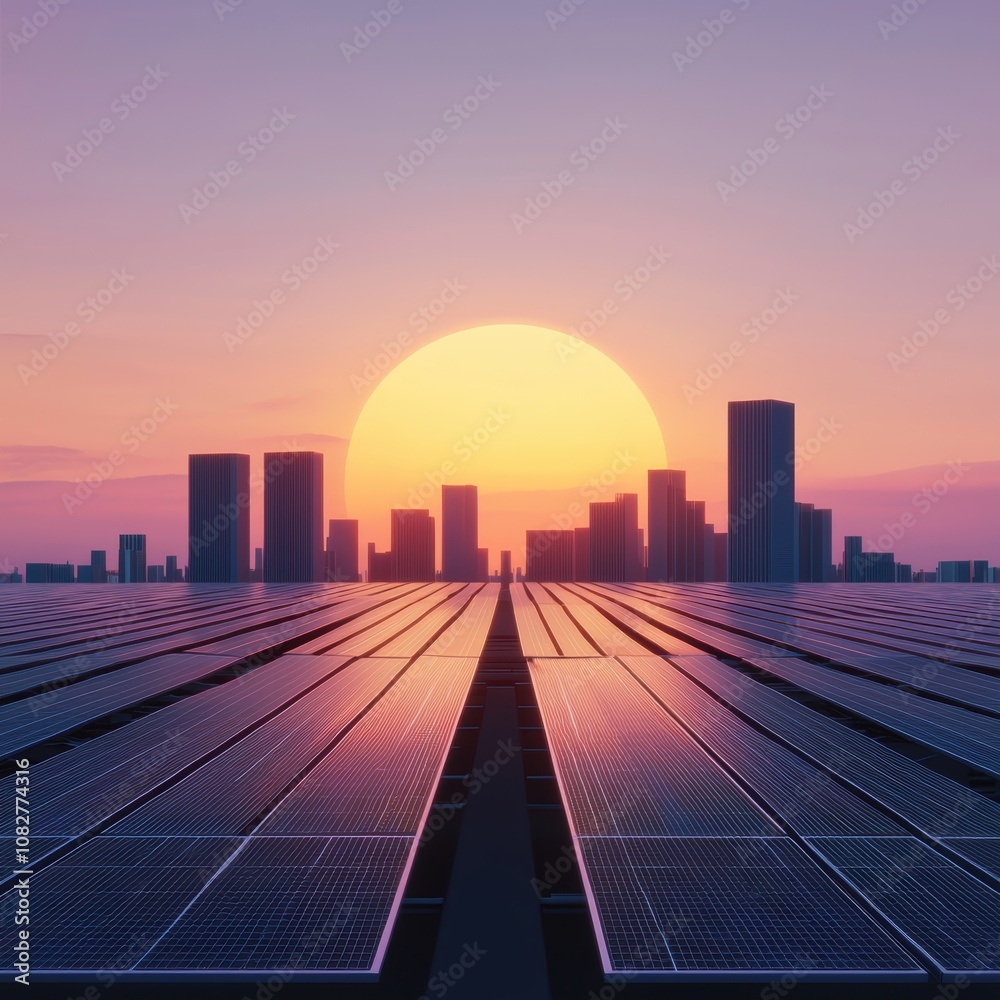 Solar-powered tech buildings equipped with smart grids in a sustainable futuristic city Solar-powered tech buildings equipped with smart grids in a sustainable futuristic city