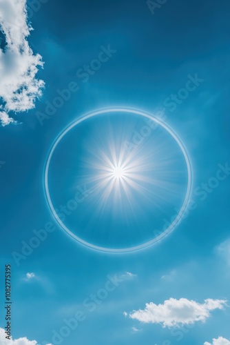 Landscape with the light phenomenon of the solar halo