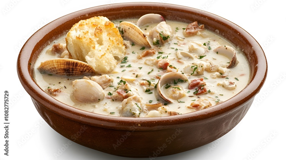 Food, Salty Dish, Clam Chowder, on White Background, Photo Realistic, Wallpaper, Cover and Screen for Smartphone, PC, Laptop, 9:16 and 16:9 Format Food, Salty Dish, Clam Chowder, on White Background, Photo Realistic, Wallpaper, Cover and Screen for Smartphone, PC, Laptop, 9:16 and 16:9 Format